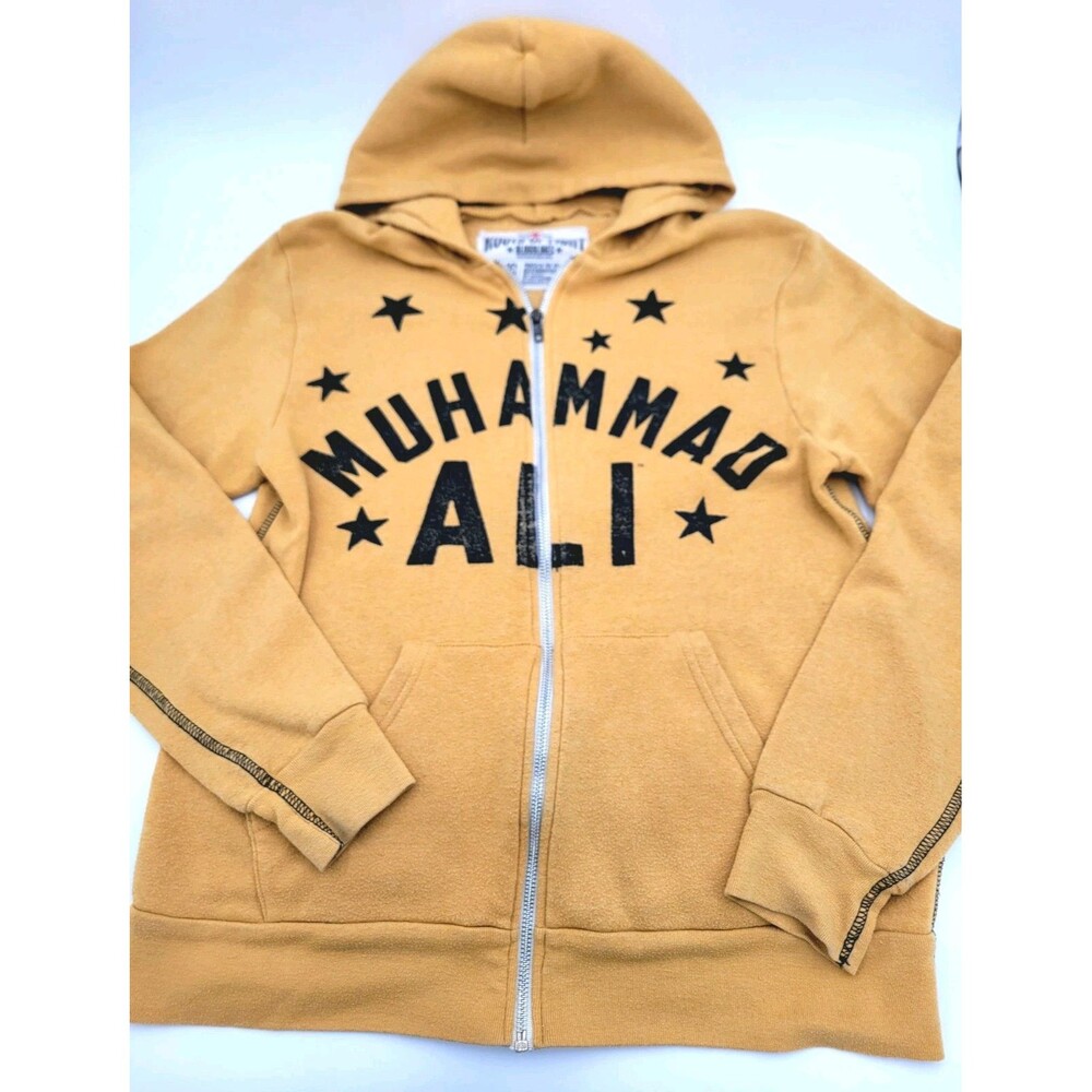 Roots of Fight Bloodlines Muhammad Ali Full Zip Hoodie Yellow Made In USA LARGE